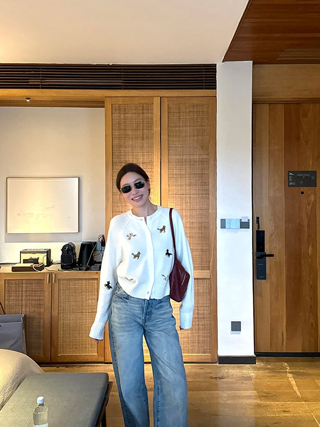 Beaded Embroidery Knit Top Or Cardigan_BDHL8121