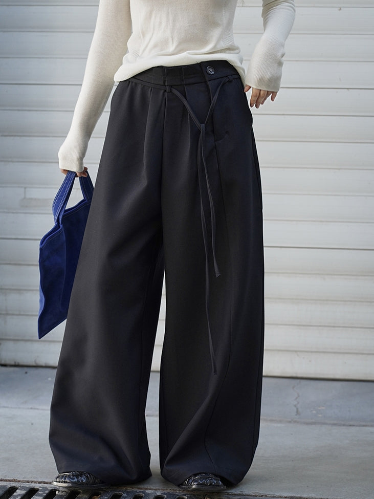 Pleated Side-Drape Pants_BDHL7773