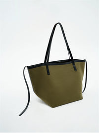 Lightweight canvas and leather large-capacity tote bag_DI100368