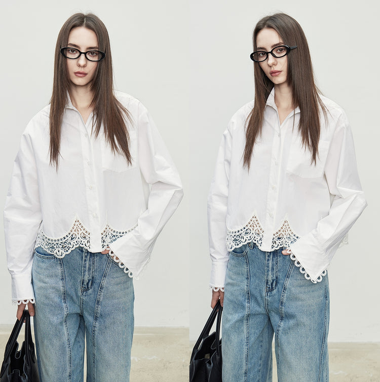 Lace Hollow Hem Shirt_BDHL7096