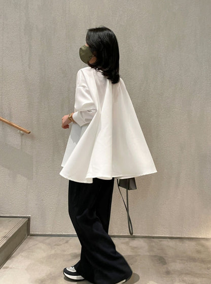 Long Sleeve Chiffon Cape Shirt_BDHL6283