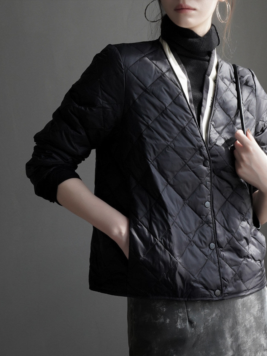 Lightweight V-Neck Down Jacket_BDHL8131