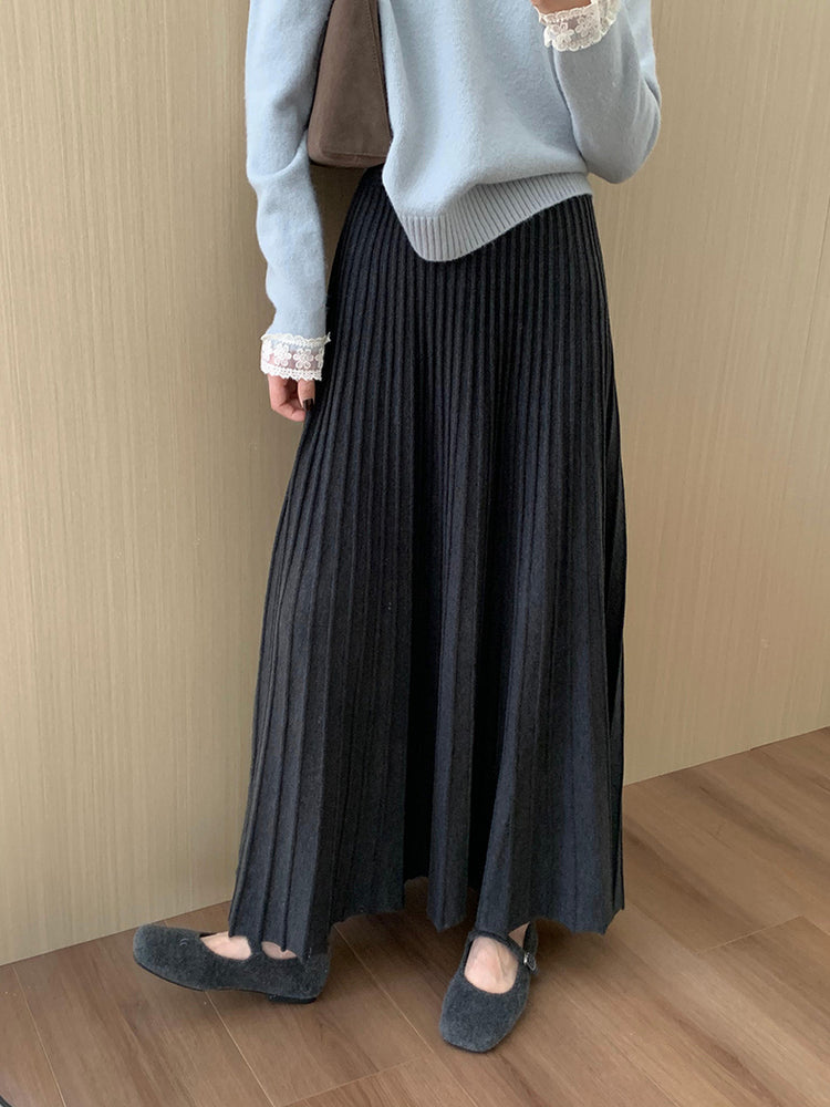 High Waist Slim Pleated Skirt_BDHL7055