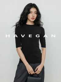 High Neck Slim Knit Tops_BDHL7230