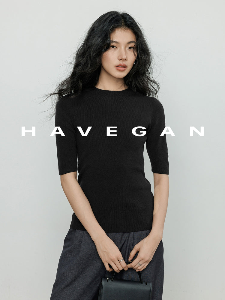 High Neck Slim Knit Tops_BDHL7230