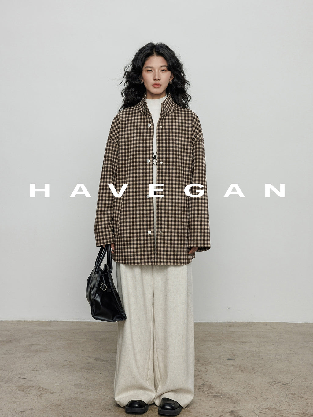 立領格紋上衣_BDHL7961