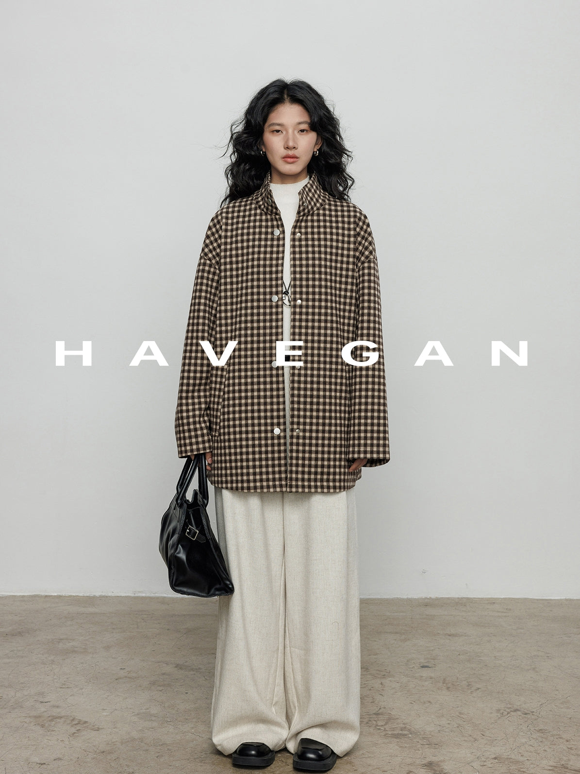 立領格紋上衣_BDHL7961