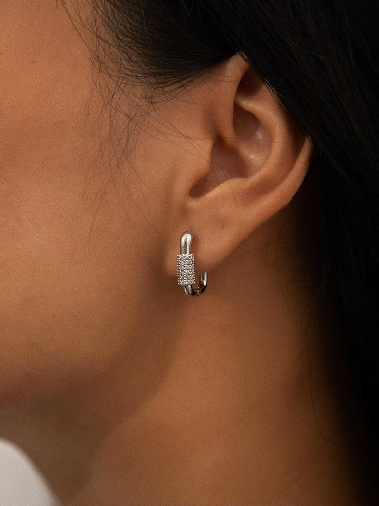 Square French Style Pierced Earrings_BDHL8014