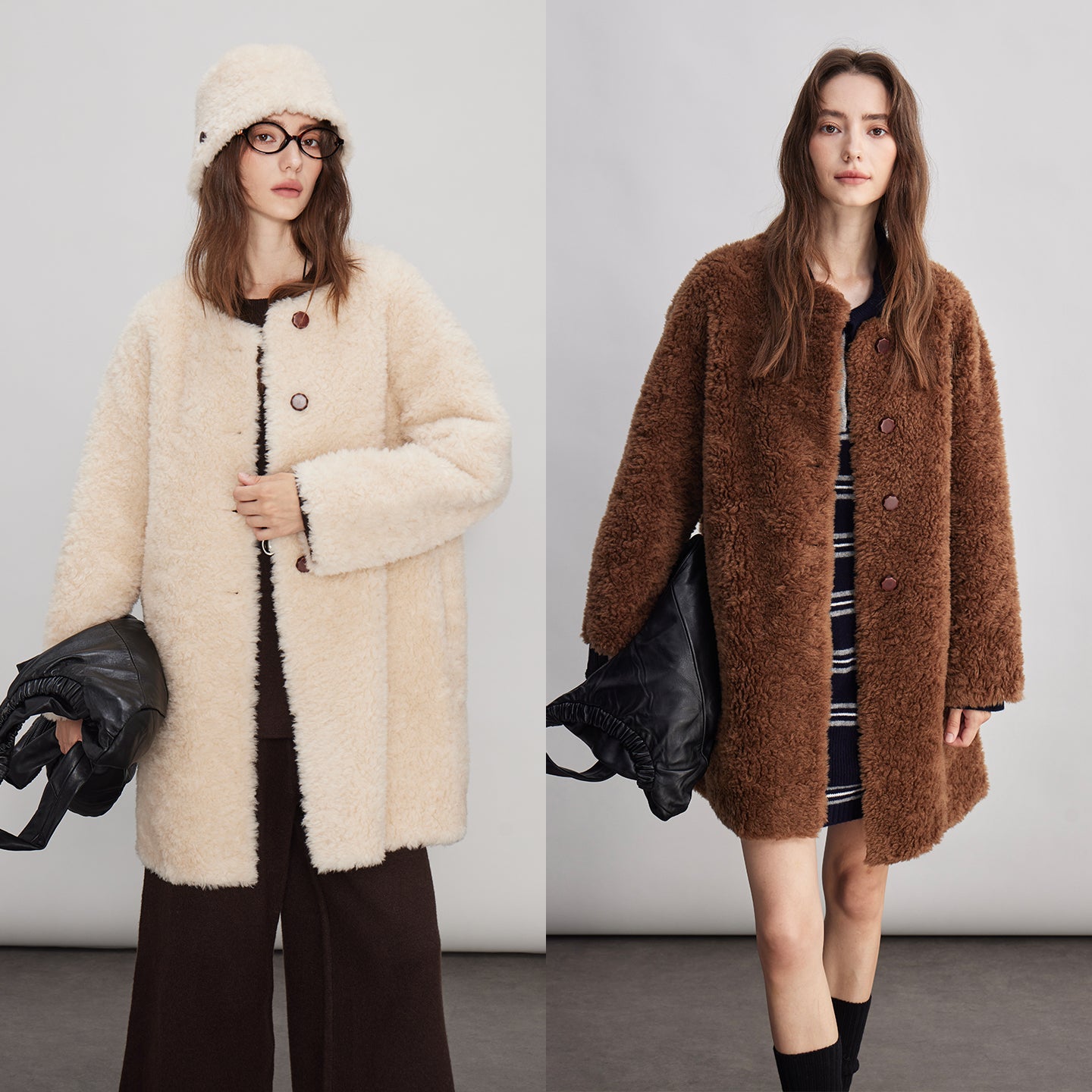 Fluffy Collarless Coat_BDHL7940