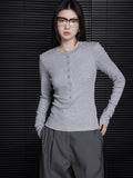 Gray Henley Neck Tops BDHL6359