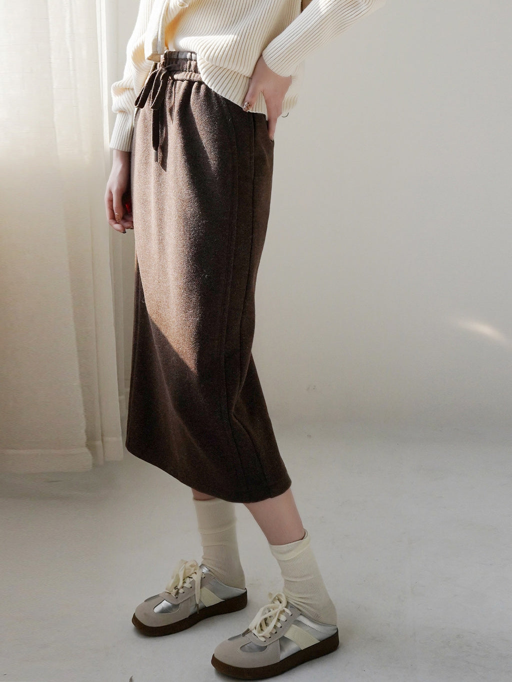 Drawstring Midi Skirt_BDHL8132