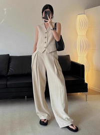 V-Neck Vest And Mop Pants Set_BDHL6194