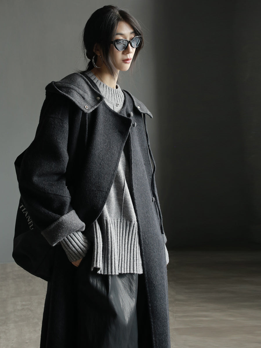 Hooded Relaxed Fit Long Coat_BDHL7926