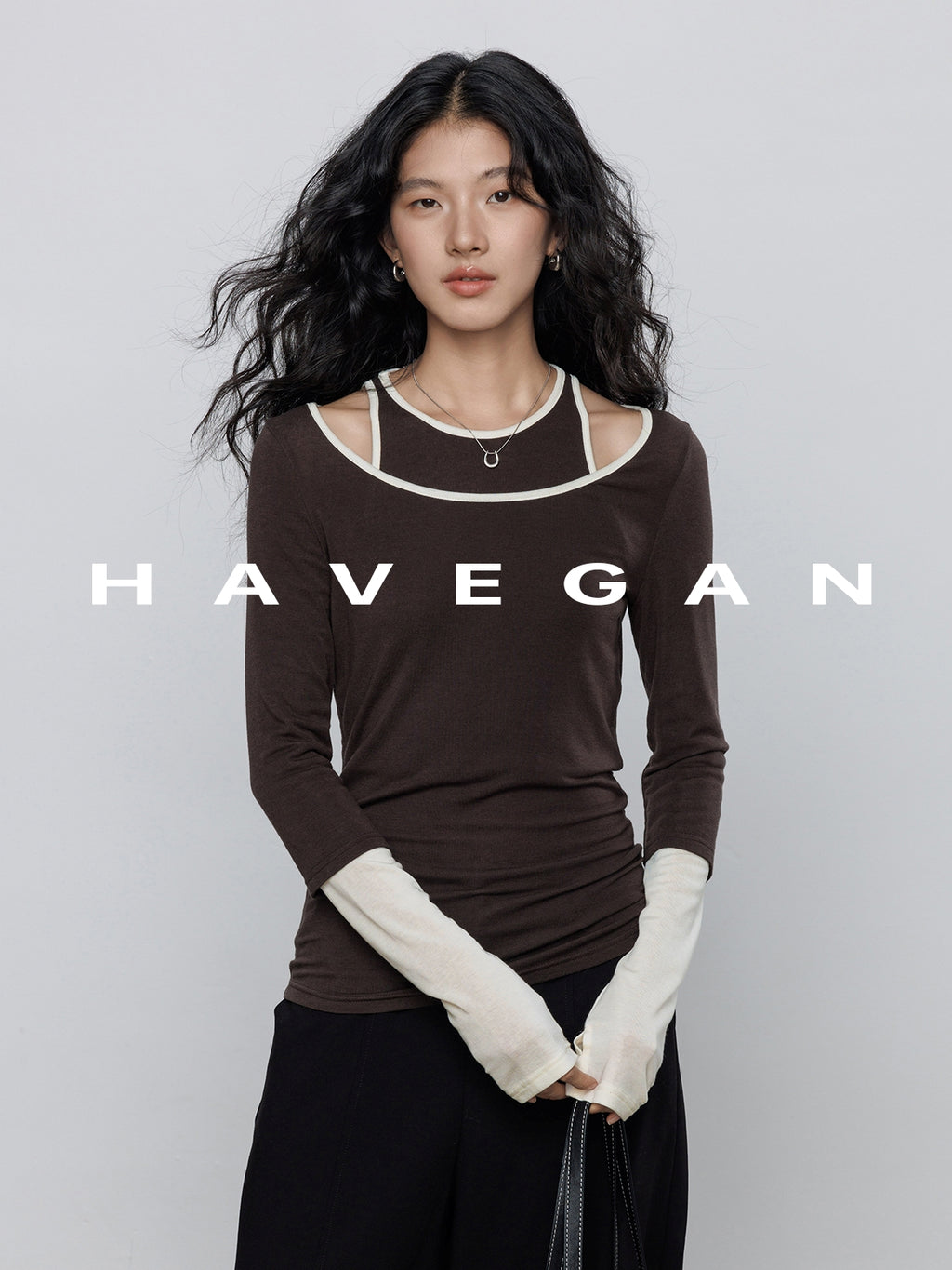 Contrast Color Vest &amp; Long-Sleeved Tops Set_BDHL7779