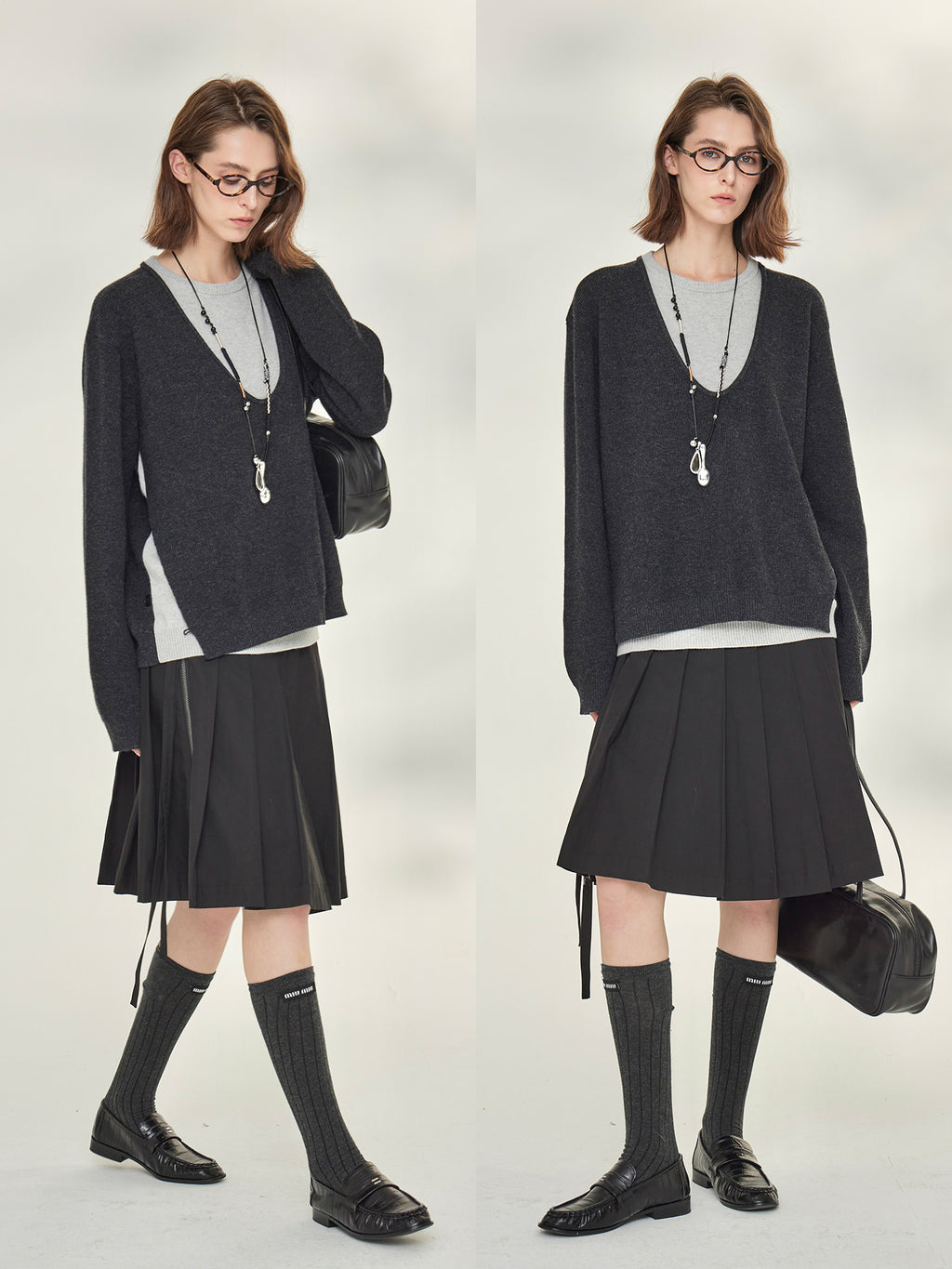 Two-Piece Style U-Neck Knit Tops_BDHL7746