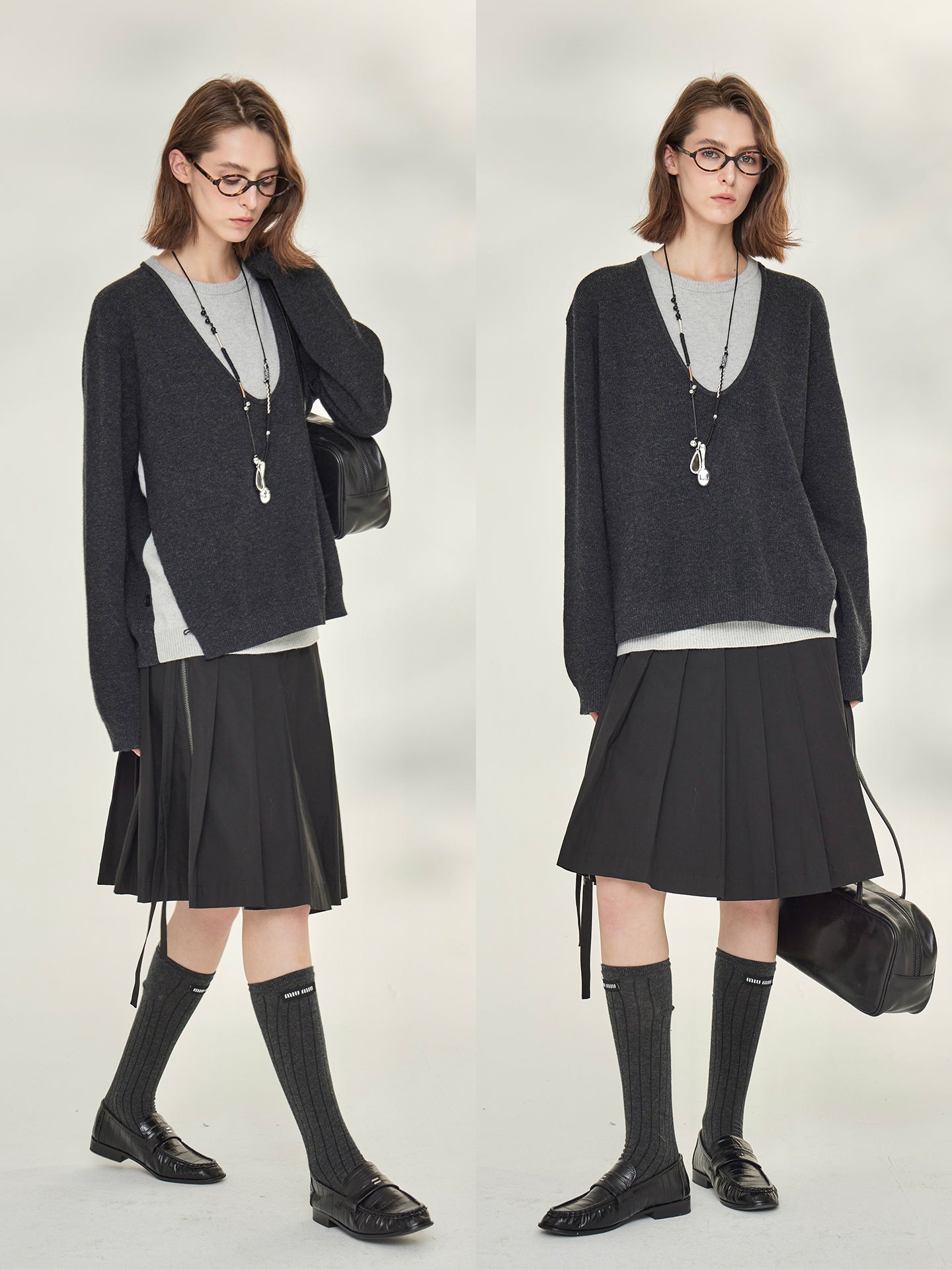 Two-Piece Style U-Neck Knit Tops_BDHL7746