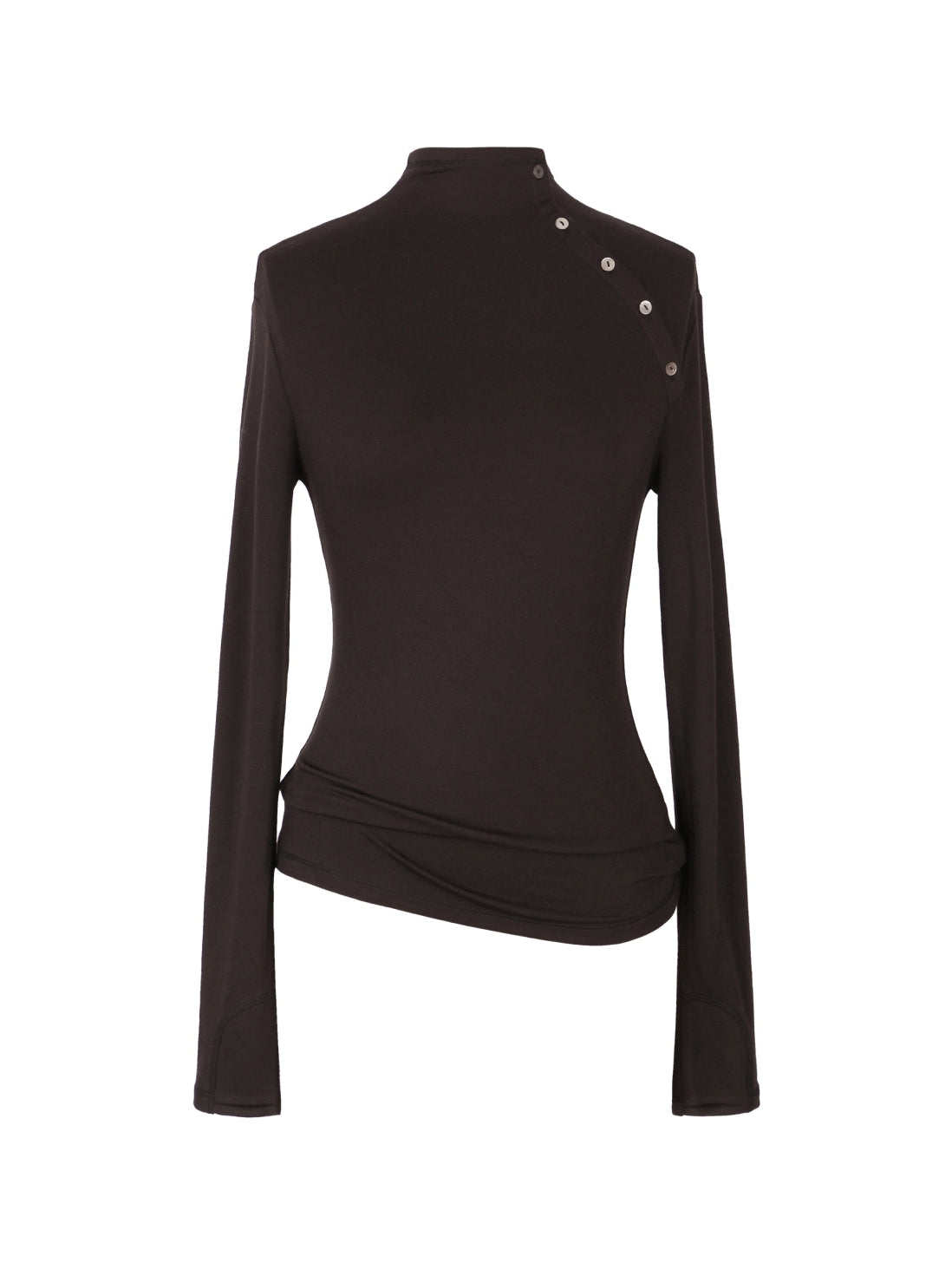 High-Neck Button Slim-Fit Tops_BDHL8105