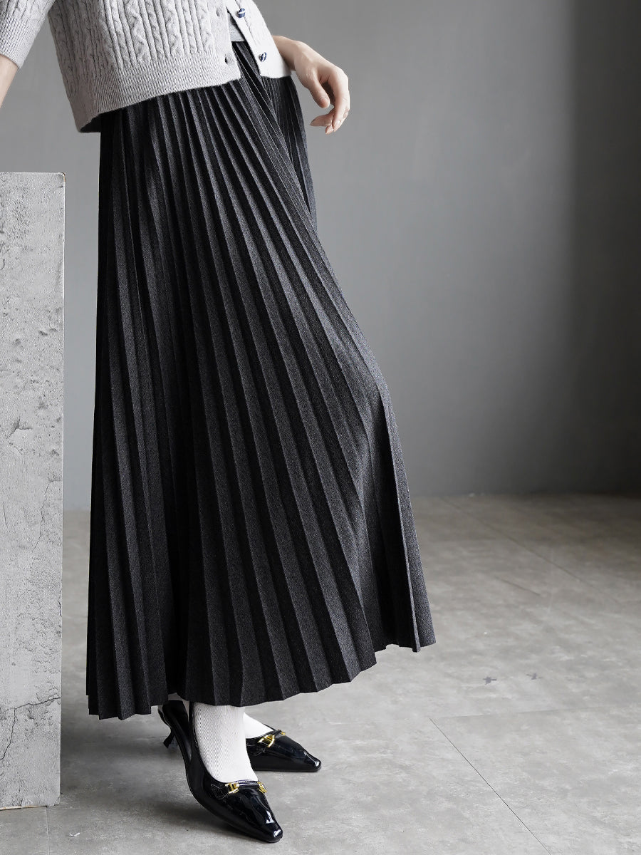 High-Waisted Pleated Maxi Skirt_BDHL7931