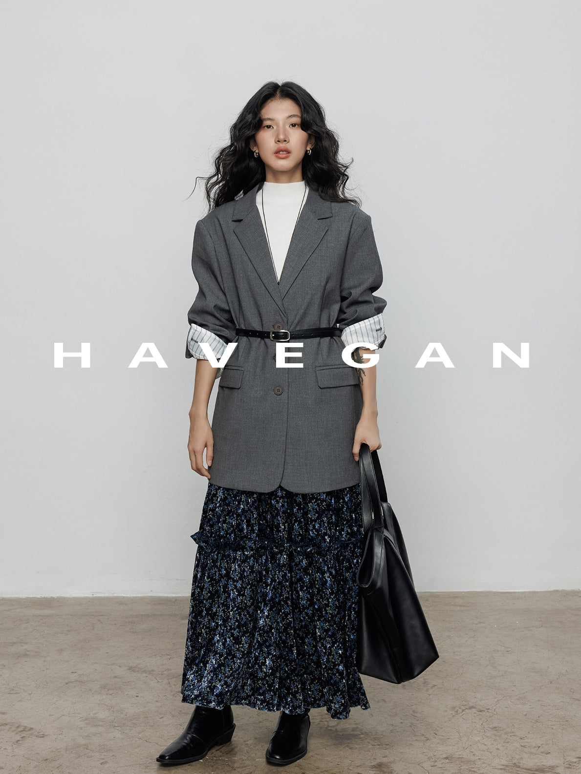 Retro Floral Print A-Line Skirt_BDHL7897