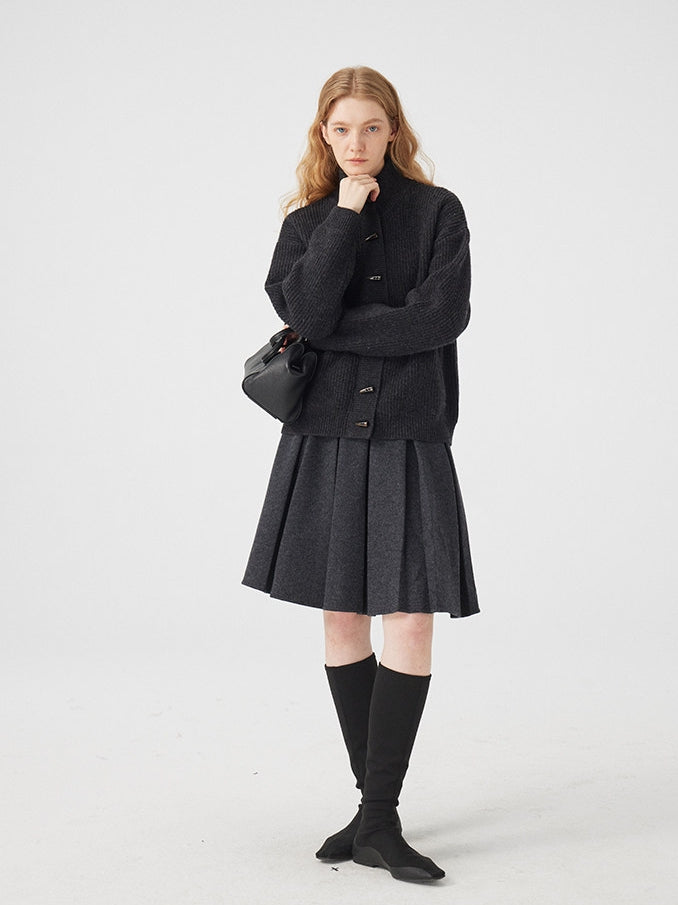 立領羅紋針織開襟衫_BDHL8117