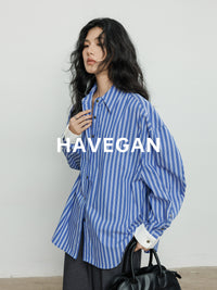 Contrast Cuff Striped Shirt_BDHL7068