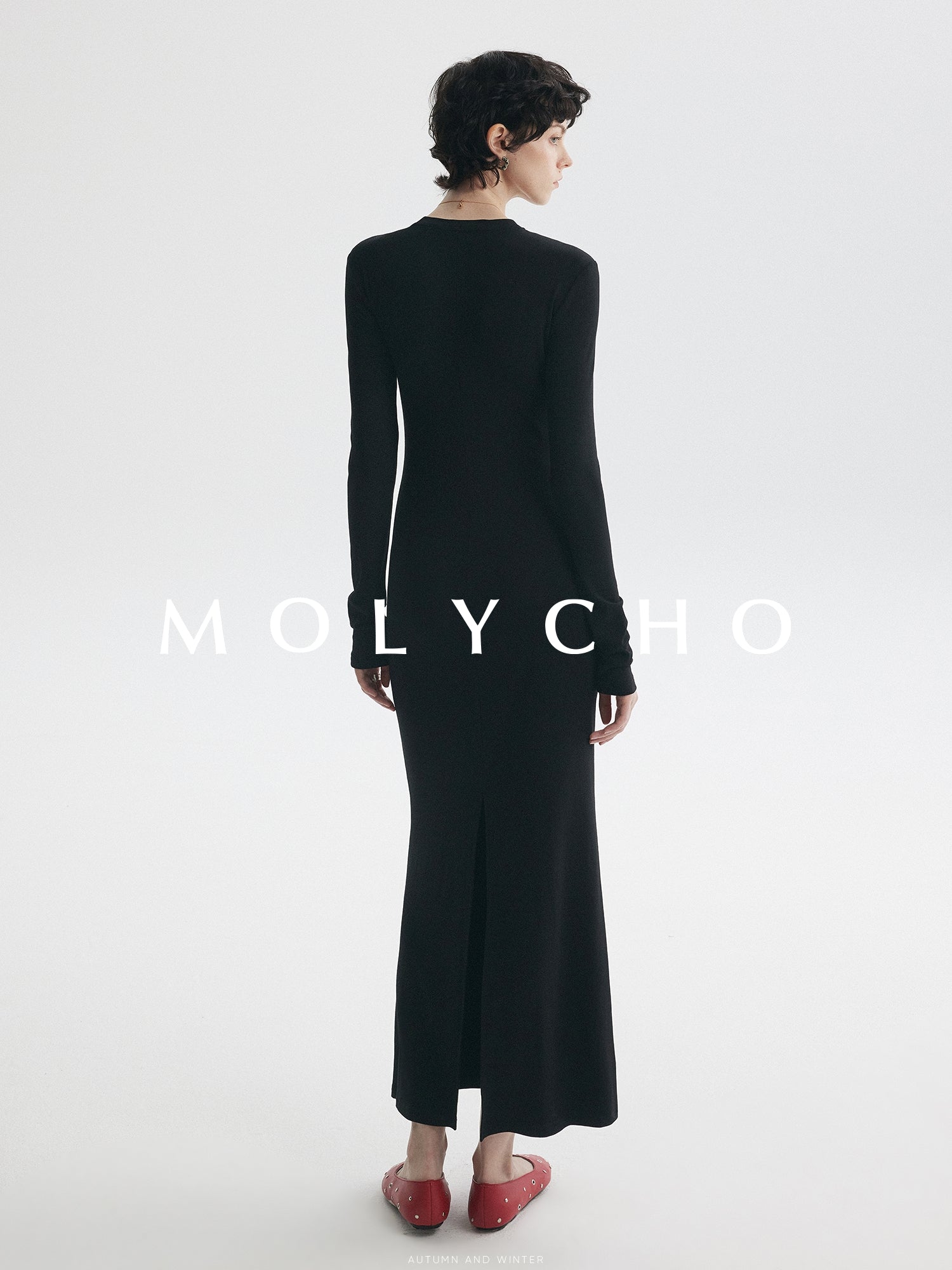 Simple Slim-Fit Long Dress_BDHL7726