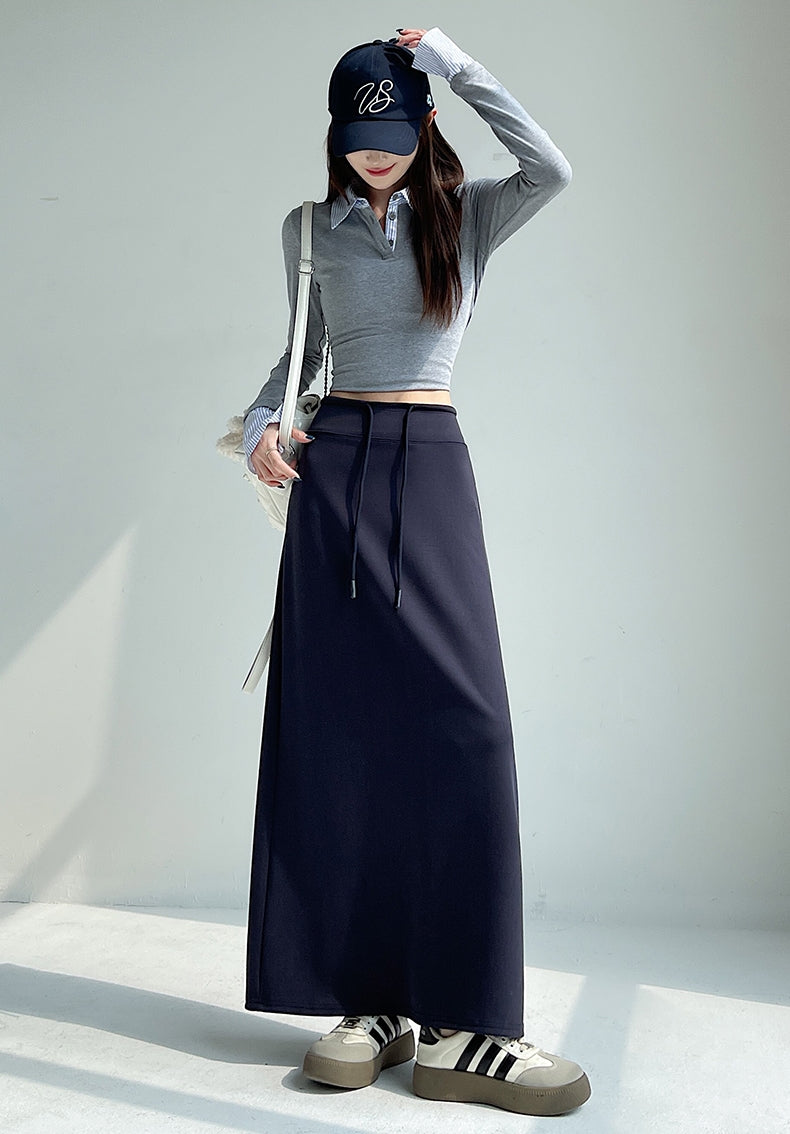 High-Waisted Slit Straight Skirt_BDHL7823