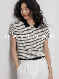 Polo Collar Border Tops_BDHL7232