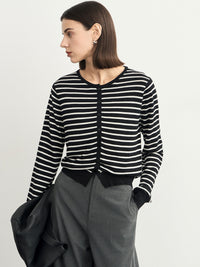 Stripe Round-Neck Cardigan_BDHL6621