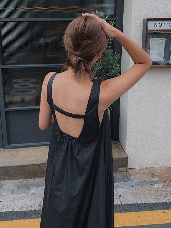 Loose Backless Suspender Dress_BDHL7247