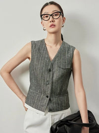 V-Neck Button Suit Vest_BDHL6116