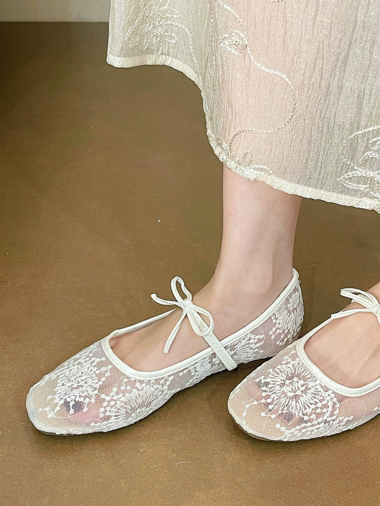 Lace Hollow Bowknot Shoes_BDHL7456