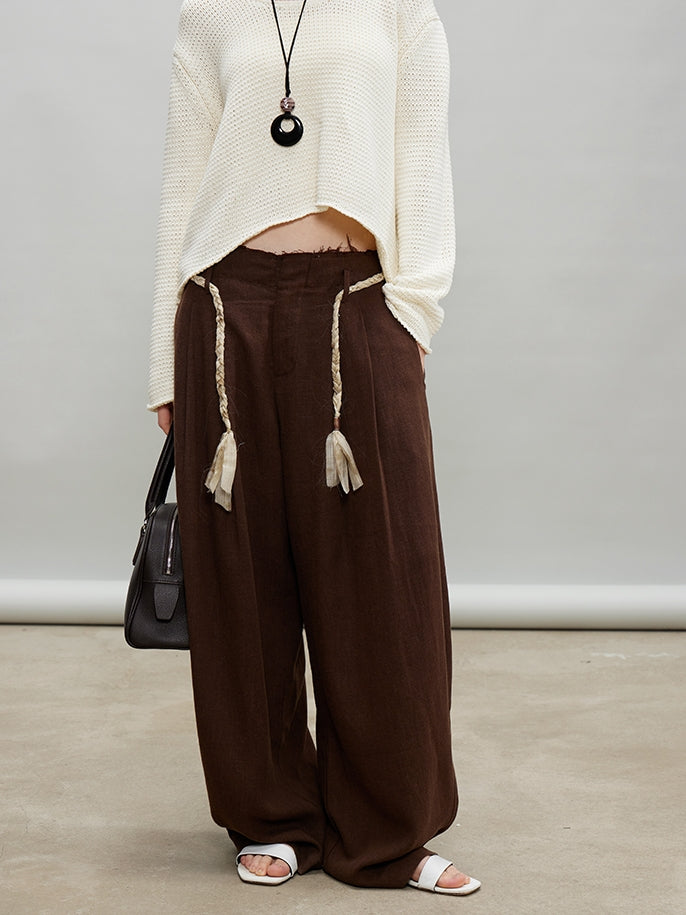 V-Neck Fringe Tops Or Tassel Wide Pants_BDHL7192