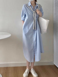 Short-Sleeved Loose Shirt Dress_BDHL6193