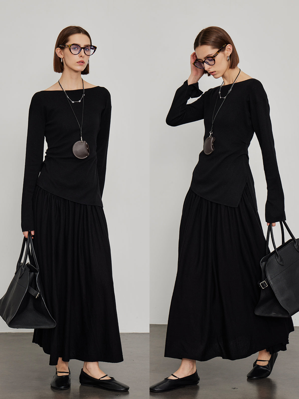 Knitted Slit Tops or Pleated Skirt_BDHL6450