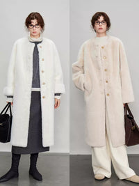 Round Collar Fur Mid-Length Jacket_BDHL6702