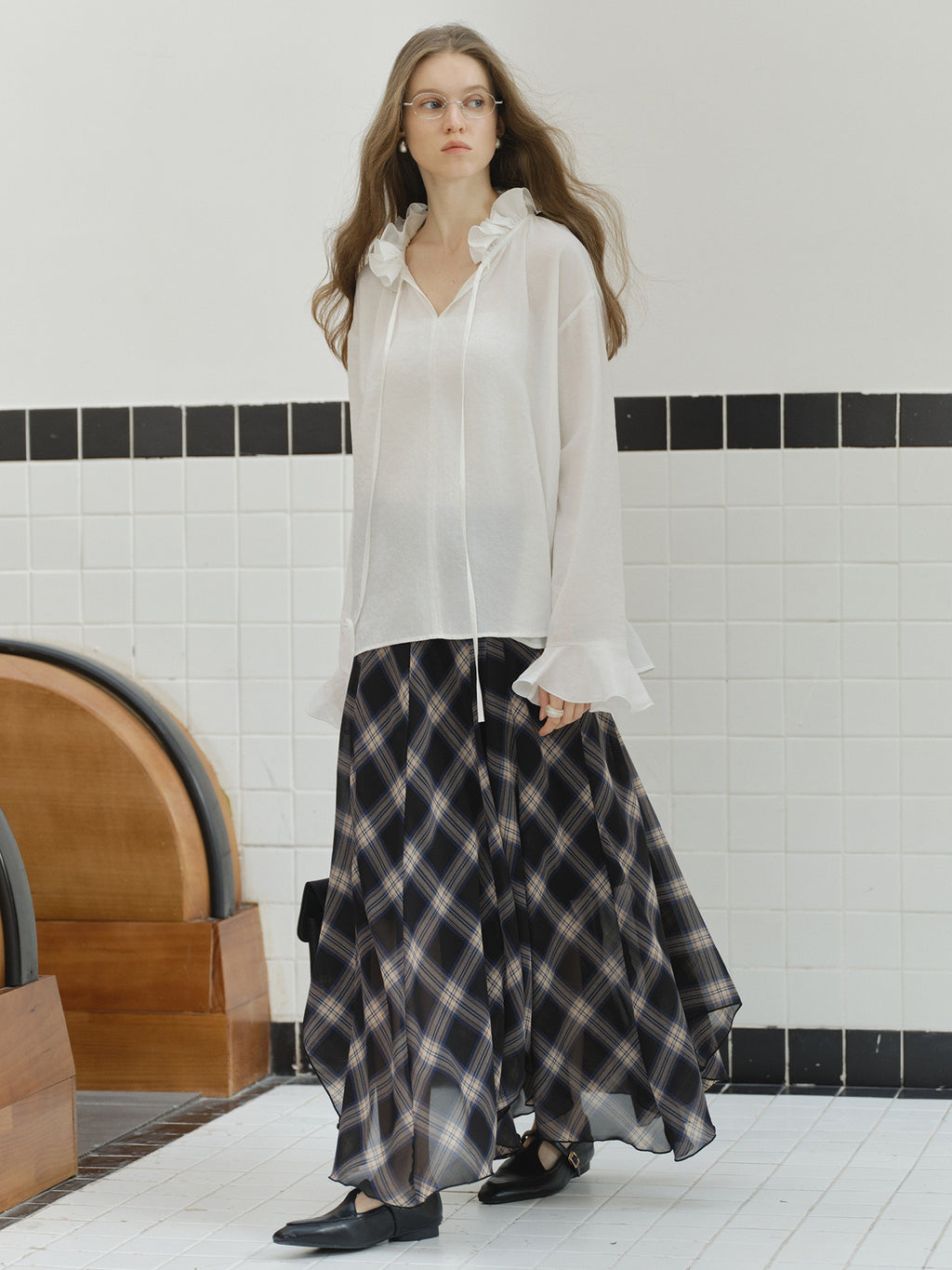 Check Pattern Midi Skirt_BDHL8109