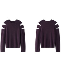 Purple Shoulder Cut-out Sweater_BDHL6746