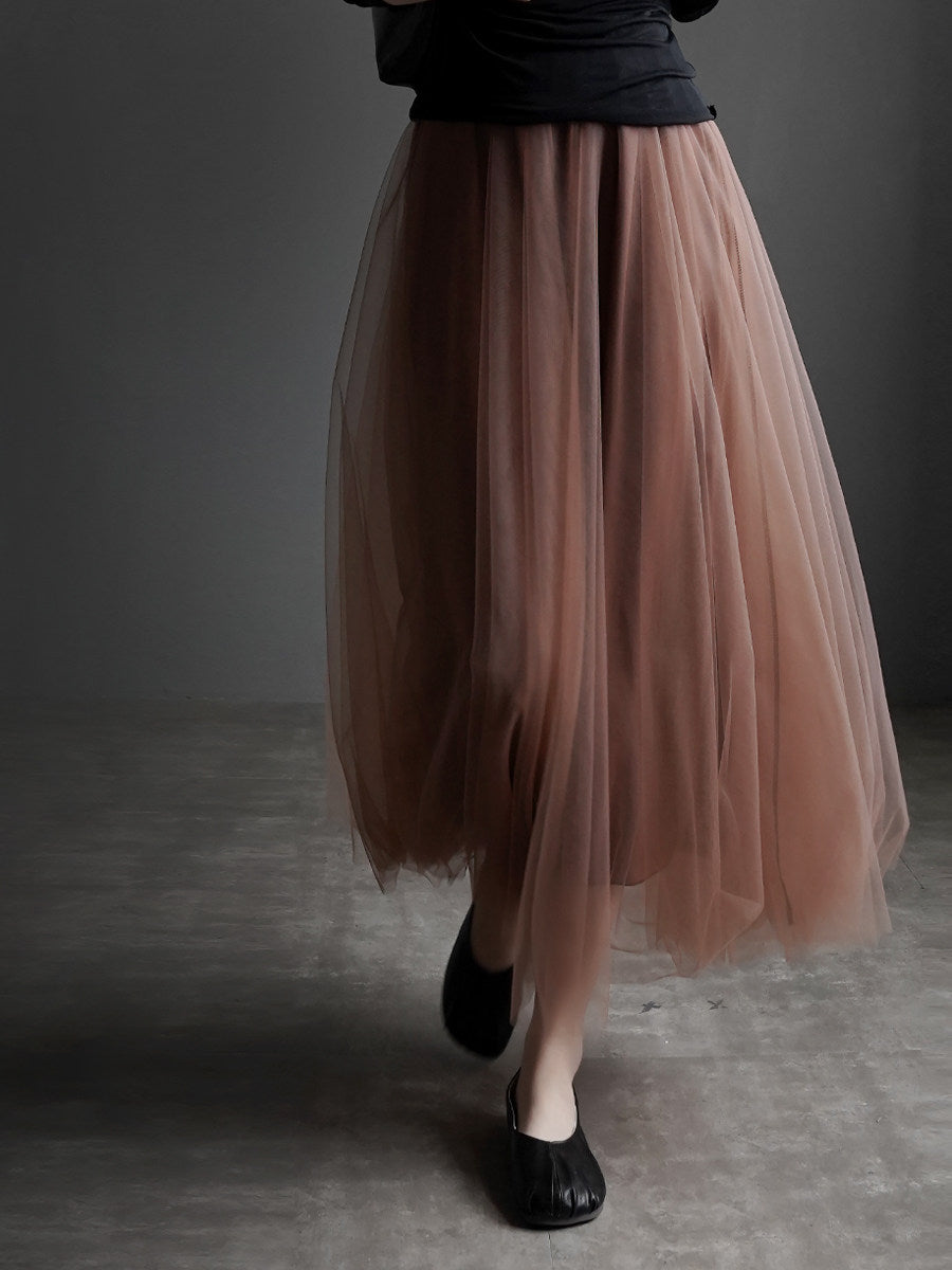 Tulle Flared Maxi Skirt_BDHL8351
