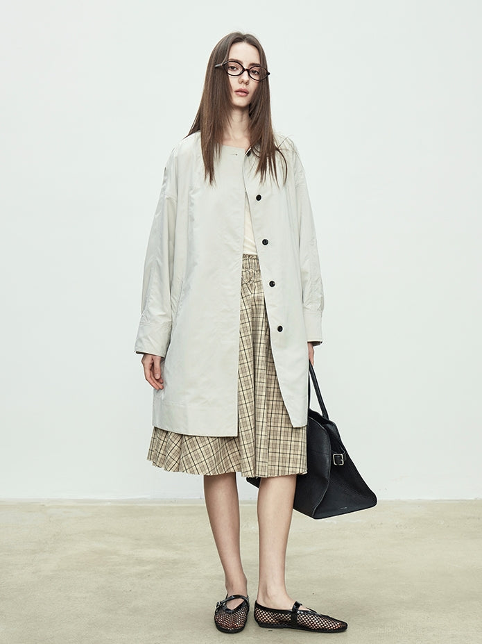Collarless Long Windbreaker_BDHL7102