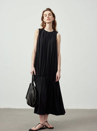 Draped Gathered Sleeveless Dress_BDHL6149