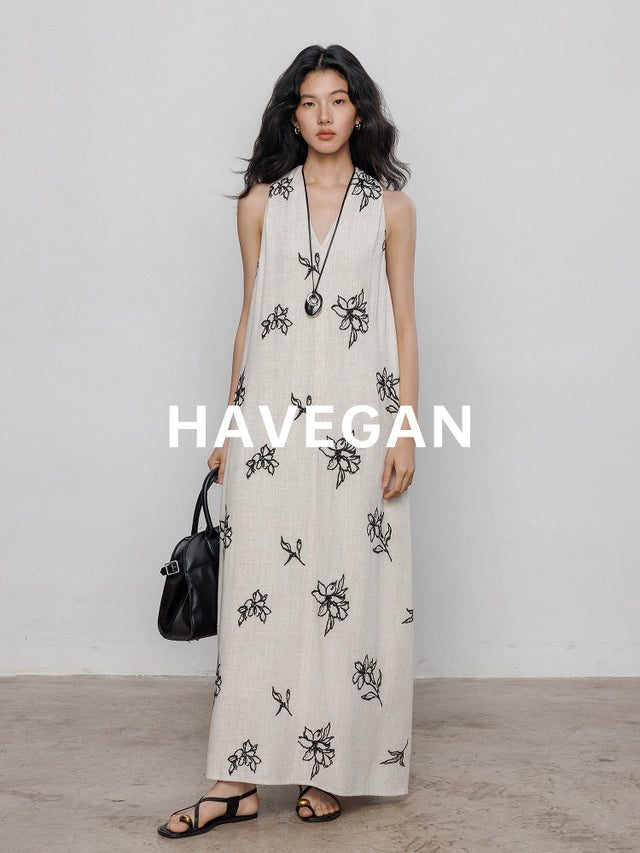 Floral Casual V-Neck Dress_BDHL7238