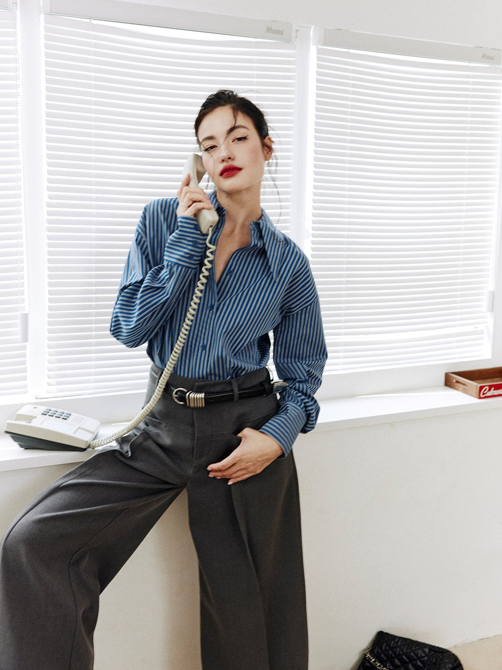 Stripe Waist Corset Shirt_BDHL8000