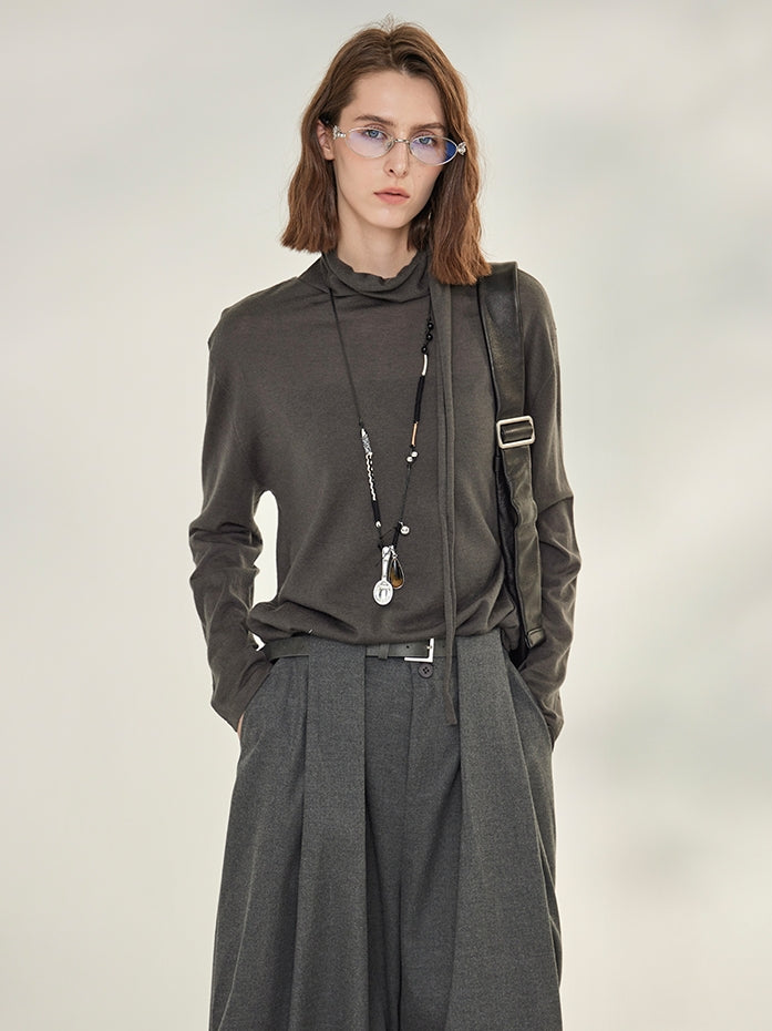 Ribbon-Tie Short-Sleeved Or Long-Sleeved Tops_BDHL7790