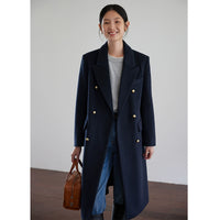 Tweed retro gold buckle mid-length coat_BDHL5364