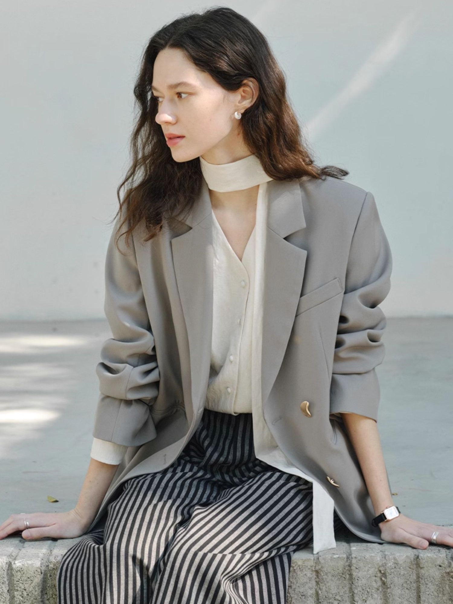Gold Button Casual Suit Jacket_BDHL7144
