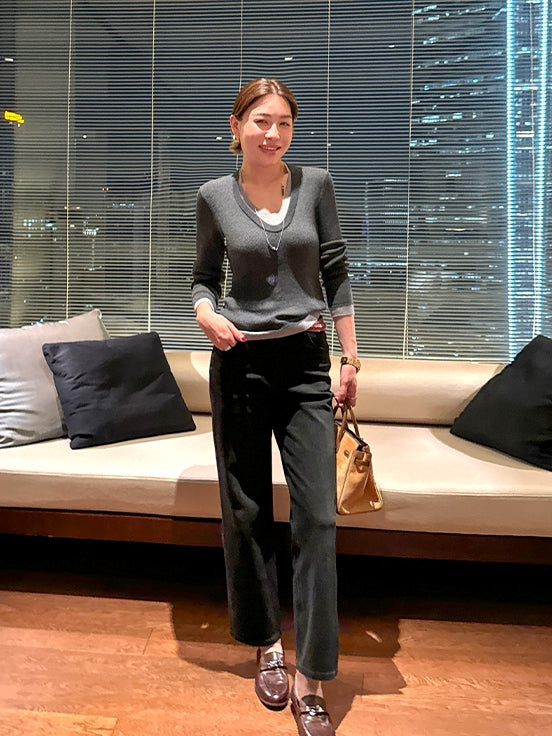 Fake two-Piece Style Slim Knit_BDHL7840