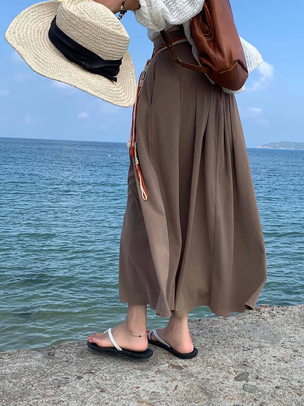High Waist A-Line Pleated Skirt_BDHL5992