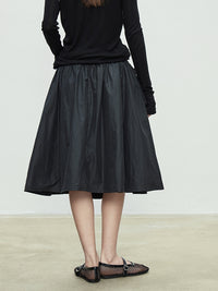 3D Pocket A-Line Black Skirt_BDHL7095