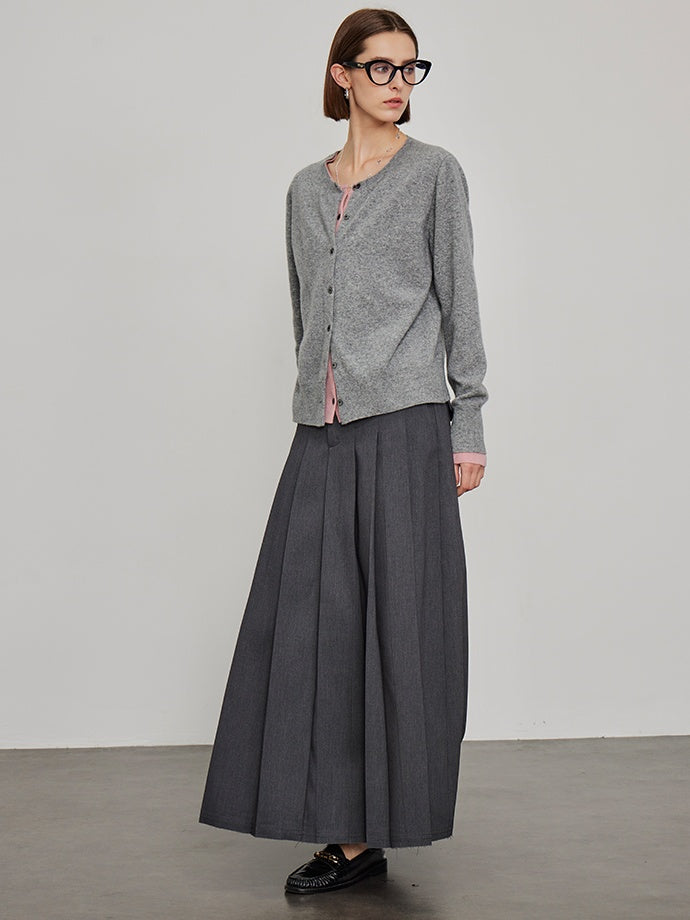 Pressed Pleated Long Skirt_BDHL6444